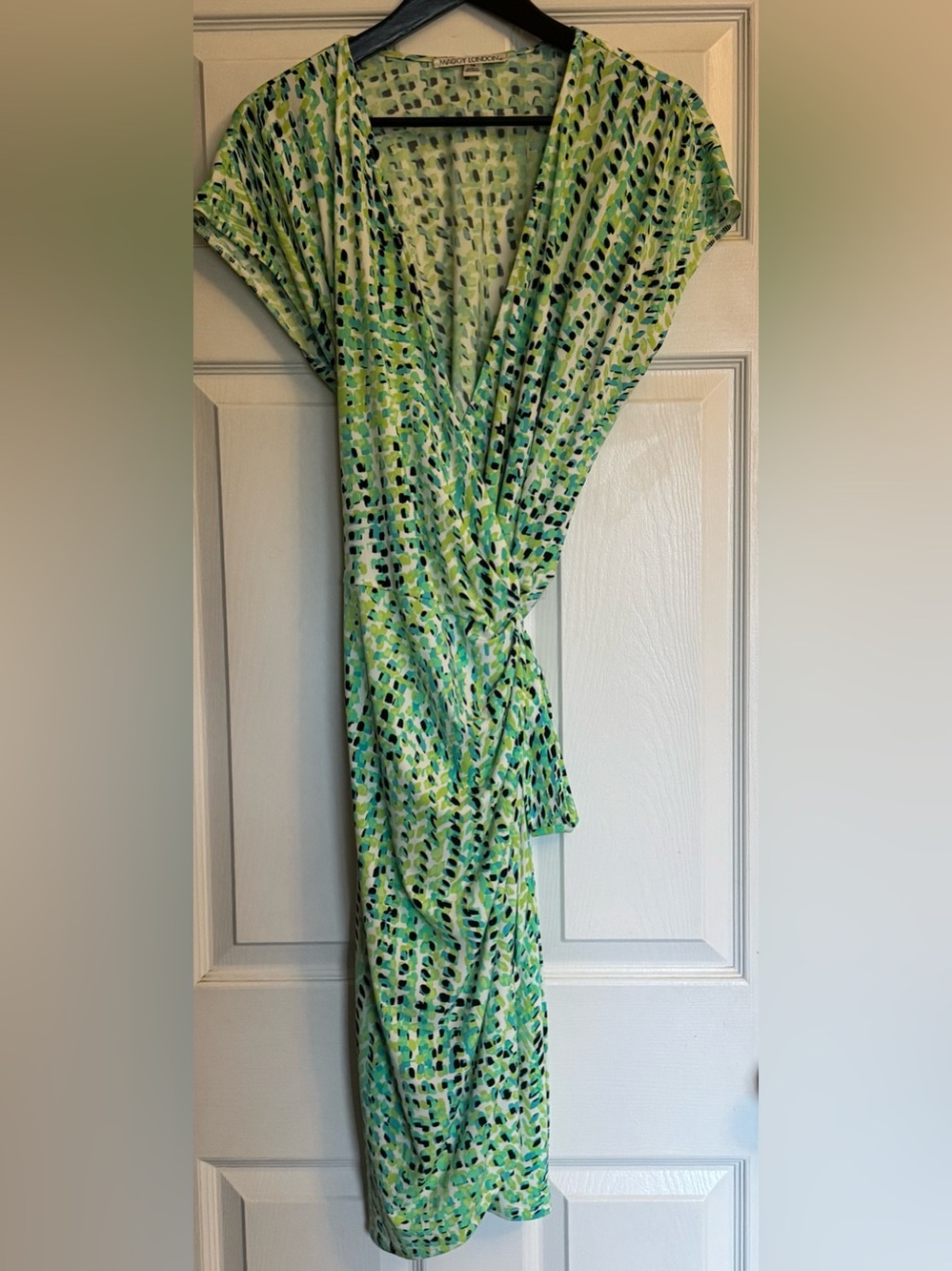 Maggy London Green Multicolor Wrap Dress
